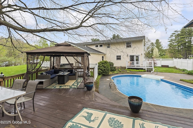 19 Karen St, Warrensburg, NY 12885 - view of pool featuring a gazebo, a deck, and outdoor lounge area