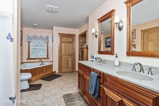 19 Karen St, Warrensburg, NY 12885 - full bath with a garden tub, double vanity, and tile patterned flooring