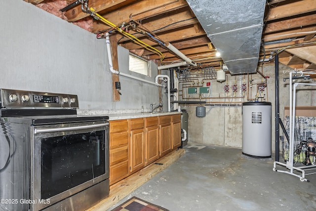 19 Karen St, Warrensburg, NY 12885 - unfinished basement with gas water heater and a sink