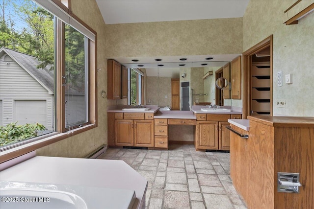 31 Fish Point Rd, Bolton, NY 12824 - bathroom with baseboard heating and vanity