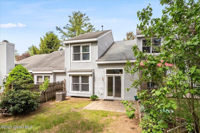 10 Tiffany Dr, Queensbury, NY 12804 - back of house with central air condition unit, a patio, and a shingled roof