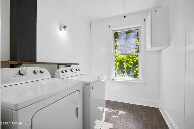 9 Archibald St, Colonie, NY 12189 - washroom with washer and dryer, dark wood-style floors, healthy amount of natural light, and baseboards