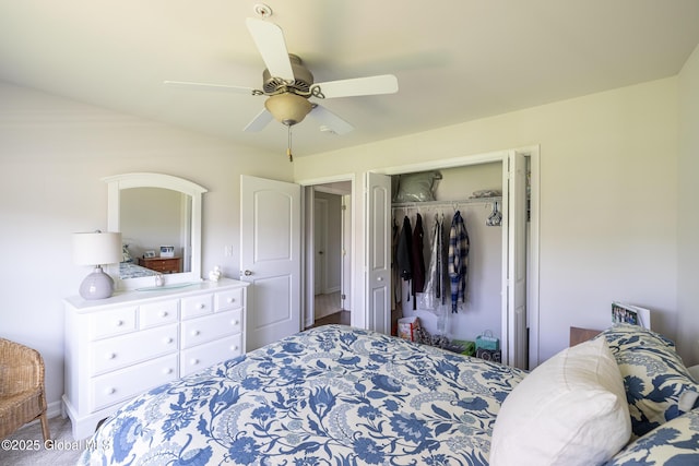 bedroom featuring a closet and a ceiling fan