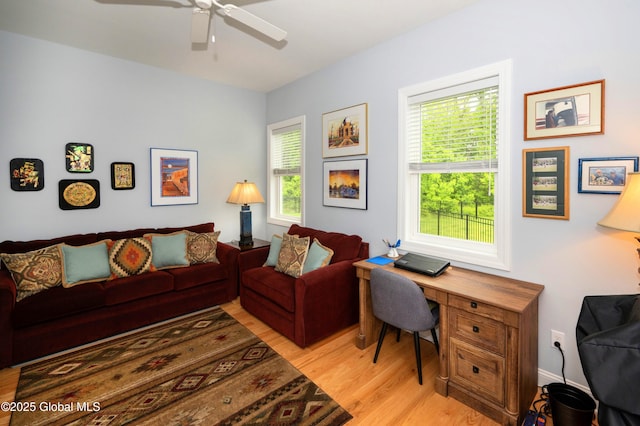 49 N Village Cir, Round Lake, NY 12151 - office featuring light wood-style flooring and a ceiling fan