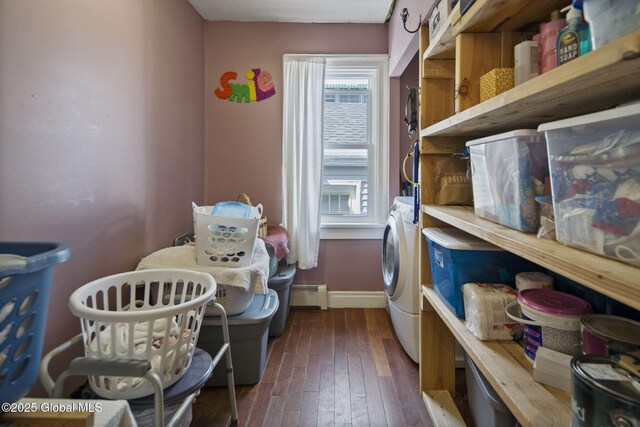 1506 5th Ave, Watervliet, NY 12189 - storage room with a baseboard radiator and washer / dryer