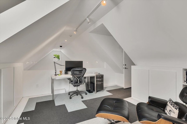 18 Granite St, Saratoga Springs, NY 12866 - carpeted home office with track lighting and lofted ceiling