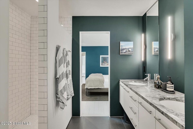 18 Granite St, Saratoga Springs, NY 12866 - ensuite bathroom with a walk in shower, double vanity, and tile patterned floors