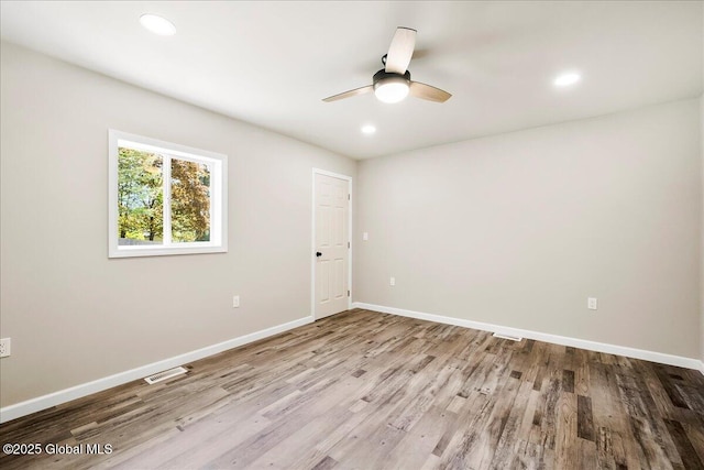 35 Feeder Dam Rd, Moreau, NY 12803 - spare room featuring baseboards, a ceiling fan, wood finished floors, and recessed lighting