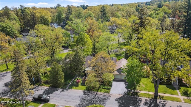 aerial view of a heavily wooded area