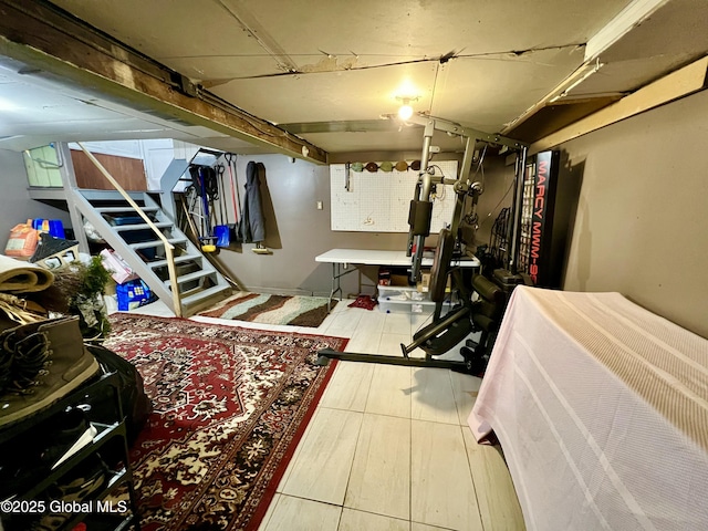 basement featuring stairway