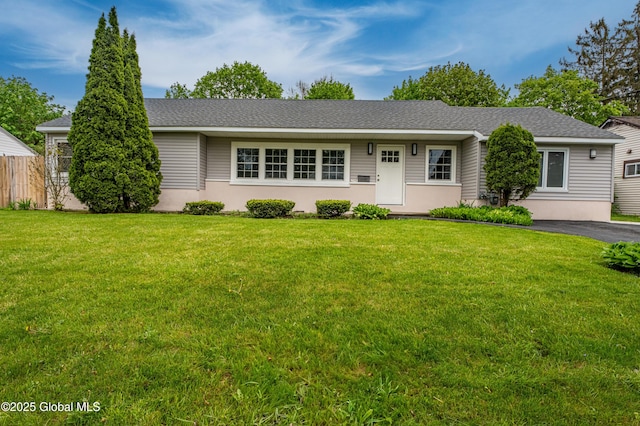 single story home featuring roof with shingles