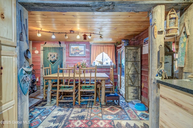 34 Rosebloom Rd, Hadley, NY 12835 - dining space with track lighting and wooden walls