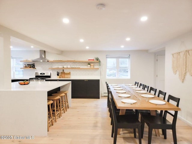177 Glen Lake Rd, Queensbury, NY 12845 - dining room with recessed lighting, light wood finished floors, and a baseboard heating unit
