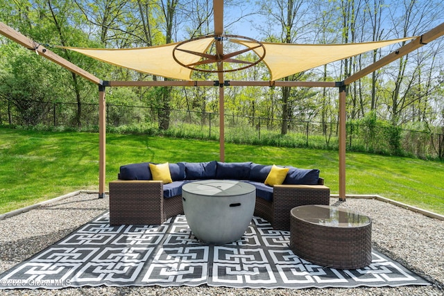 view of patio / terrace featuring an outdoor hangout area