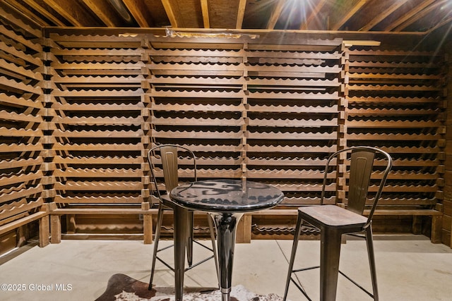 wine cellar with concrete floors