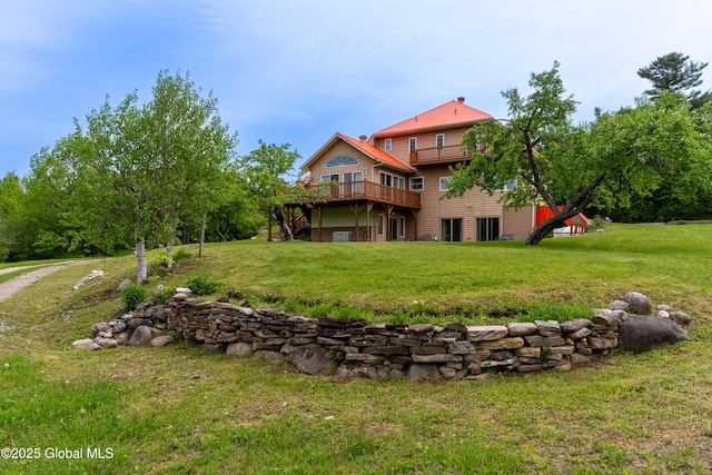 1435 Webster St, Malone, NY 12953 - rear view of property with a deck and a yard
