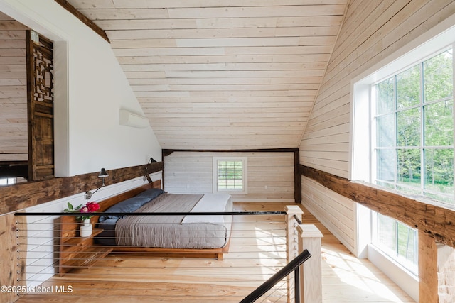 632 Albany Tpke, Chatham, NY 12136 - interior space featuring wood walls, vaulted ceiling, wood-type flooring, and wooden ceiling