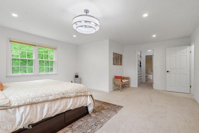 55 Journey Ln, Bethlehem, NY 12077 - bedroom with recessed lighting, carpet, baseboards, and ensuite bath