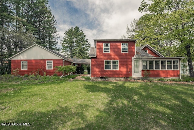 5518 Crooked St, Galway, NY 12074 - rear view of house with a sunroom and a yard
