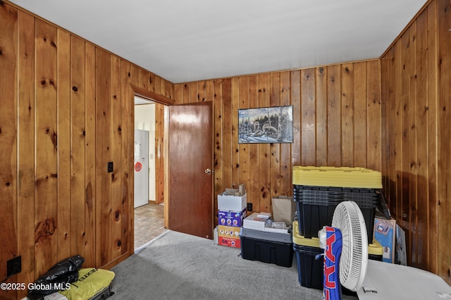 116 Medbury Rd, Greenfield, NY 12859 - misc room with wooden walls and carpet