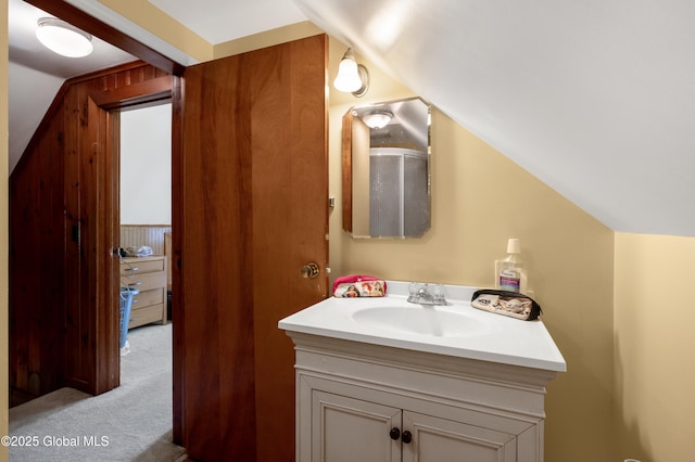 116 Medbury Rd, Greenfield, NY 12859 - bathroom with vaulted ceiling and vanity
