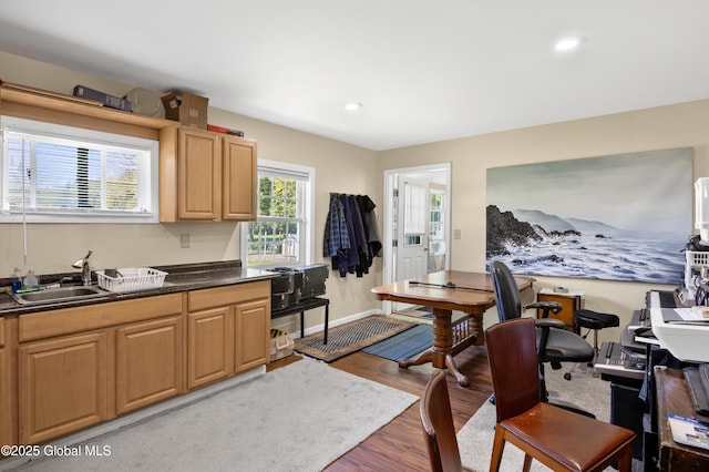 116 Medbury Rd, Greenfield, NY 12859 - home office featuring wood finished floors, a sink, and recessed lighting