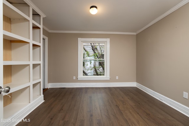185 Bay St, Glens Falls, NY 12801 - unfurnished room with dark wood-type flooring, baseboards, and ornamental molding