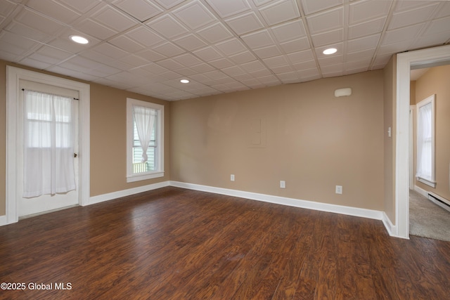 185 Bay St, Glens Falls, NY 12801 - spare room with dark wood finished floors, baseboards, and recessed lighting