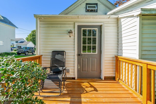 22 Center St, Fort Edward, NY 12828 - doorway to property with a wooden deck