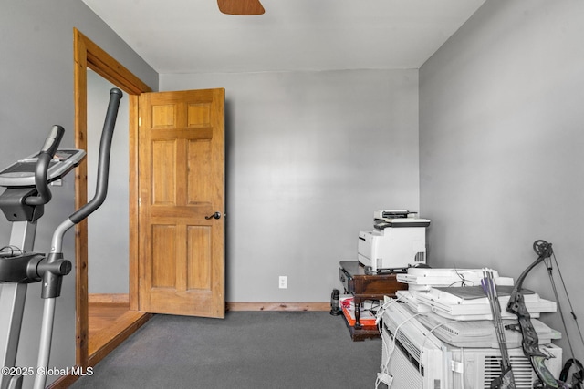22 Center St, Fort Edward, NY 12828 - home office featuring carpet floors, baseboards, and a ceiling fan