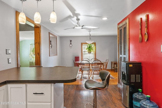 22 Center St, Fort Edward, NY 12828 - kitchen with a ceiling fan, dark countertops, dark wood finished floors, healthy amount of natural light, and recessed lighting