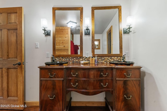 22 Center St, Fort Edward, NY 12828 - bathroom with tasteful backsplash, vanity, and baseboards