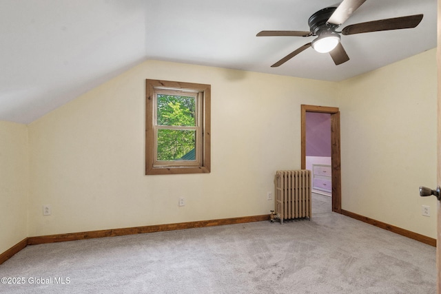 22 Center St, Fort Edward, NY 12828 - bonus room with radiator heating unit, carpet, baseboards, vaulted ceiling, and ceiling fan