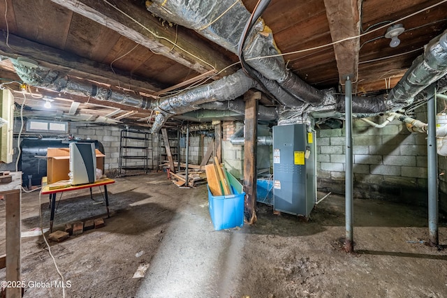 unfinished below grade area with heating unit