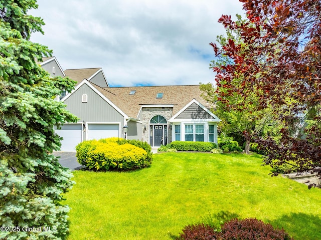 36 Greystone Dr, Guilderland, NY 12186 - view of front of house with a front yard, roof with shingles, and an attached garage