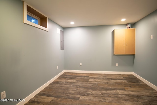18 Alva St, East Greenbush, NY 12061 - finished basement with dark wood-style floors, baseboards, and recessed lighting