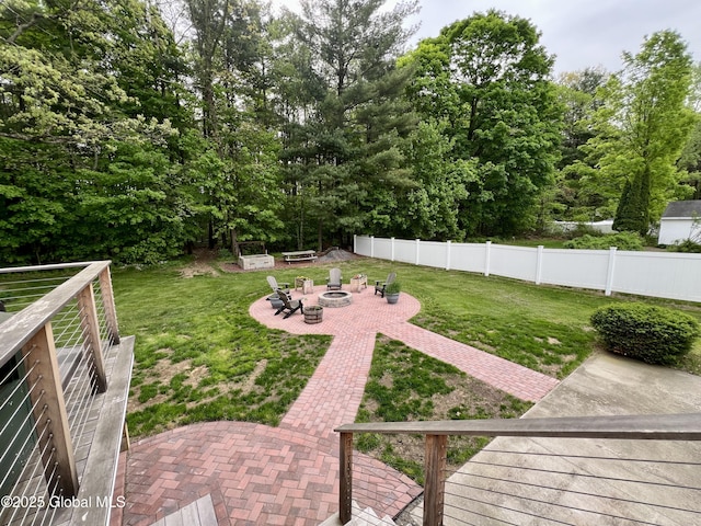 25 Hilton Dr, Moreau, NY 12803 - view of yard featuring a patio area and a fire pit