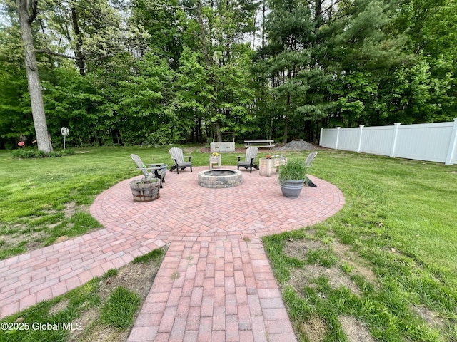 25 Hilton Dr, Moreau, NY 12803 - view of patio / terrace with an outdoor fire pit