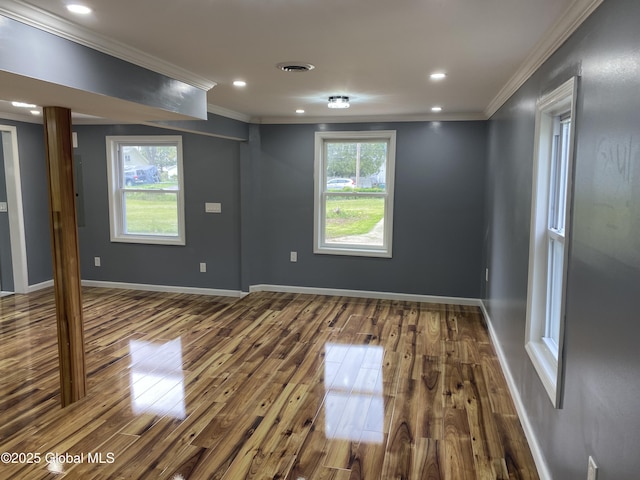 2112 Gray St, Rotterdam, NY 12306 - empty room with wood finished floors, ornamental molding, baseboards, and recessed lighting