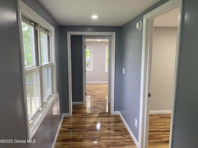 2112 Gray St, Rotterdam, NY 12306 - hallway with wood finished floors, baseboards, and recessed lighting