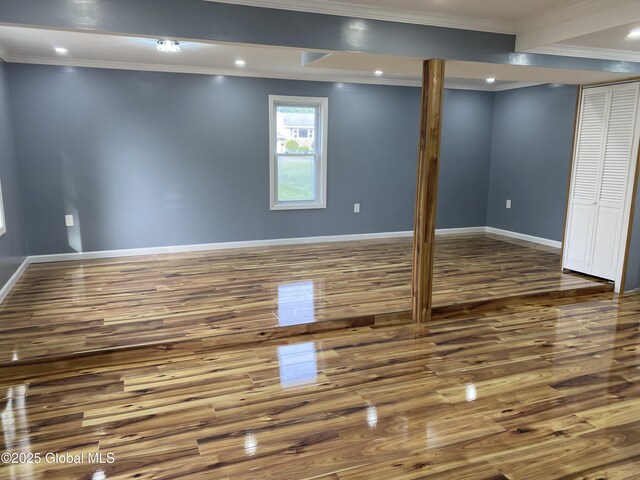 2112 Gray St, Rotterdam, NY 12306 - basement with wood finished floors, crown molding, and baseboards