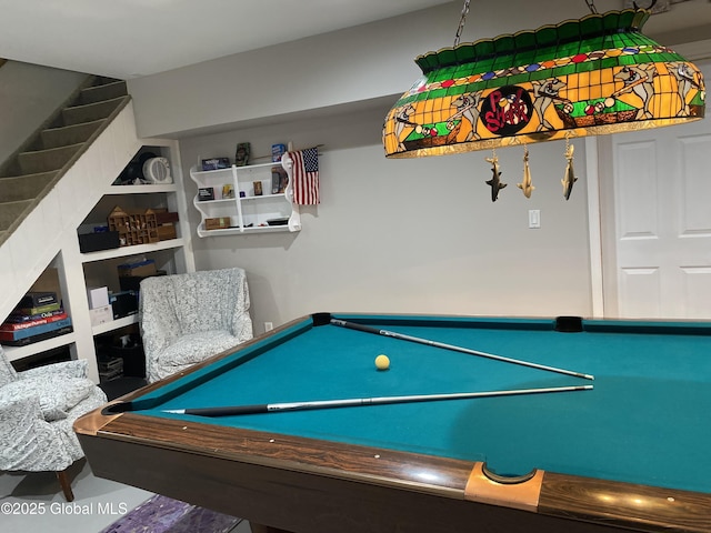 6 Bishops Ct, Queensbury, NY 12804 - recreation room with billiards table and built in shelves