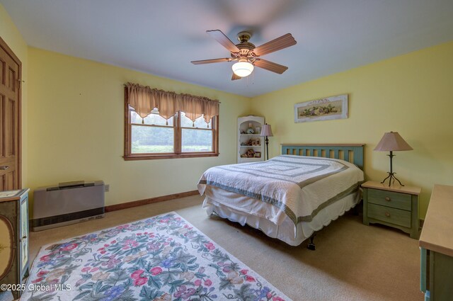 324 County Highway 112, Bleecker, NY 12078 - bedroom featuring heating unit, carpet, baseboards, and ceiling fan