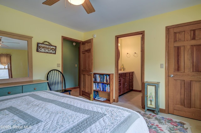 324 County Highway 112, Bleecker, NY 12078 - bedroom with ensuite bathroom, a ceiling fan, and baseboards