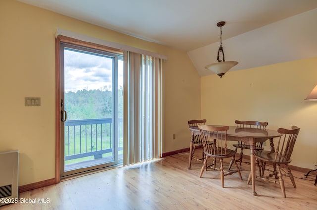 324 County Highway 112, Bleecker, NY 12078 - dining area featuring wood finished floors, baseboards, and lofted ceiling