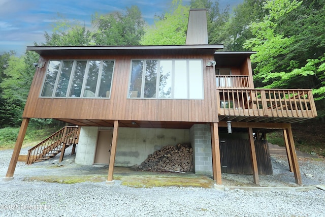 441 E Kelm Pond Rd, Warrensburg, NY 12885 - rear view of house featuring stairs and a deck
