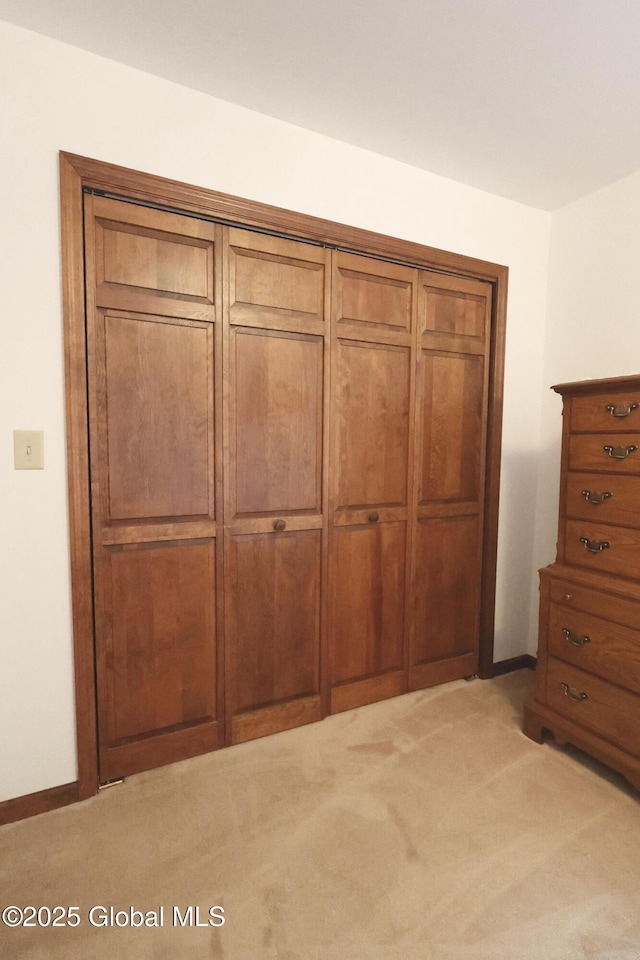 441 E Kelm Pond Rd, Warrensburg, NY 12885 - bedroom with light carpet, a closet, and baseboards