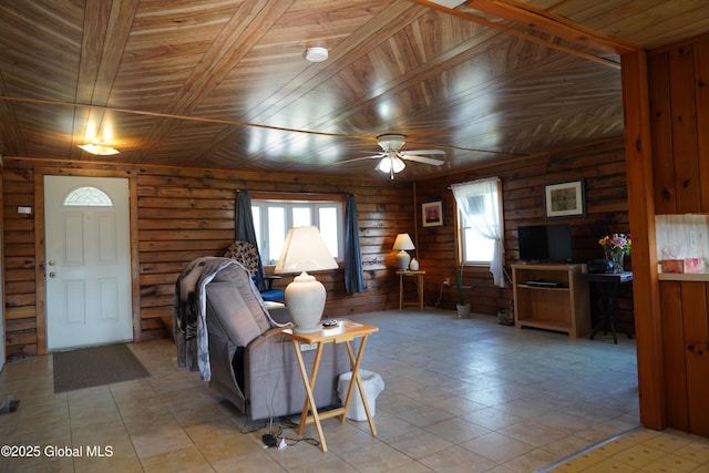 40 W Starbuck Ln, Fort Ann, NY 12827 - living room with ceiling fan and wood ceiling