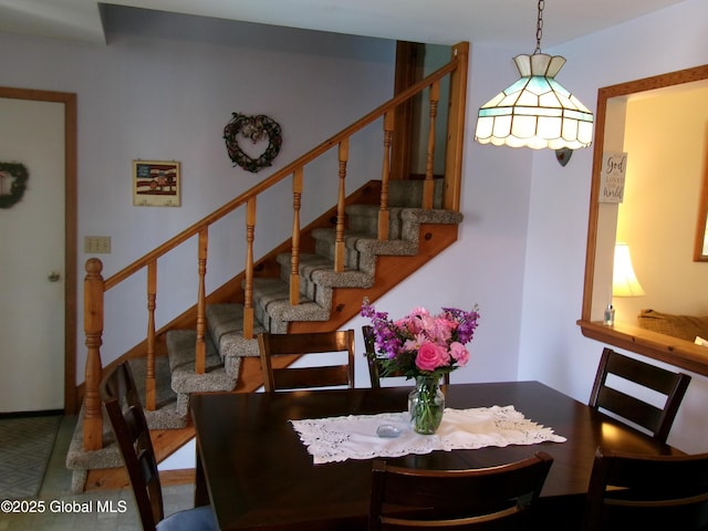 dining area with stairway