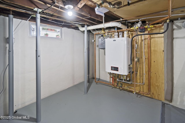 below grade area with water heater